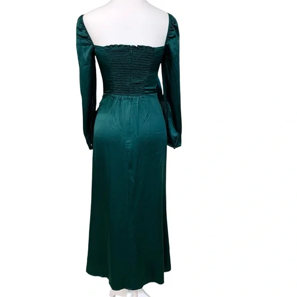 reformation gloriana long sleeve sweetheart side slit silk midi dress Gloriana Silk Reformation Long Dress